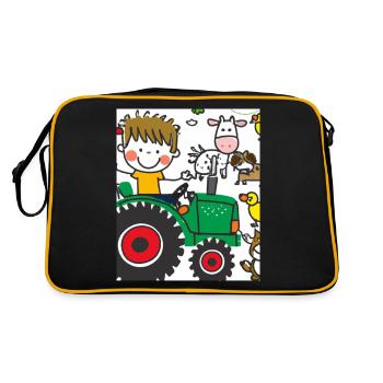 Tracteur vert anniversaire animaux de la ferme - Sac Retro - noir/or - Dos