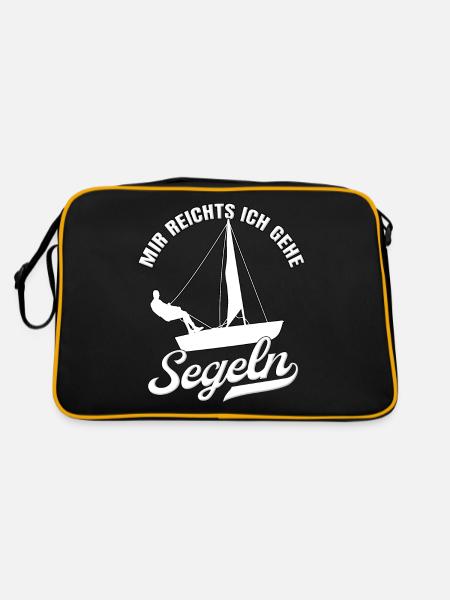 Segler Segelboot Meer Seglerin Mir Reichts Ich - Retro Tasche - Schwarz/Gold - Hinten