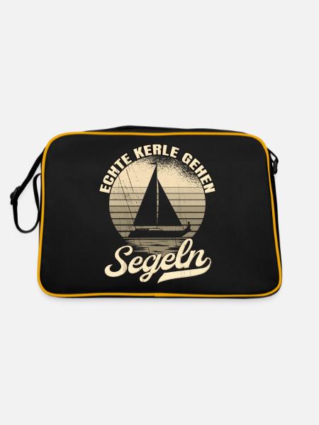 Segler Segelboot Meer Vintage Echte Kerle Gehen - Retro Tasche - Schwarz/Gold