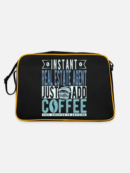 Immobilienmakler Kaffee Spruch - Retro Tasche - Schwarz/Gold - Hinten