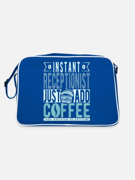 Rezeptionist Kaffee Spruch - Retro Tasche - Blau/Weiß - Hinten