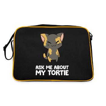 Tortie-Katzenbesitzer Fragen Sie mich nach meiner - Retro Tasche - Schwarz/Gold - Hinten