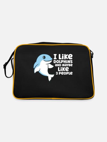 Dolphin Watching I Like Dolphins And Maybe Like 3 - Retro Bag - black/gold - Back
