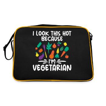 Vegetable Lover Vegetarian Gifts - Retro Bag - black/gold - Back