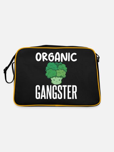 Vegetable Lover Vegetarian Gifts - Retro Bag - black/gold - Back