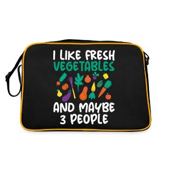 Vegetable Lover Vegetarian Gifts - Retro Bag - black/gold - Back