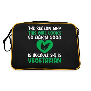 Vegetable Lover Vegetarian Gifts - Retro Bag - black/gold - Back
