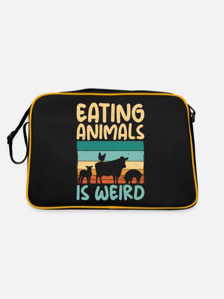 Vegetable Lover Vegetarian Gifts - Retro Bag - black/gold - Back