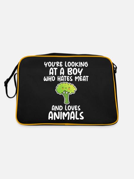 Vegetable Lover Vegetarian Gifts - Retro Bag - black/gold - Back