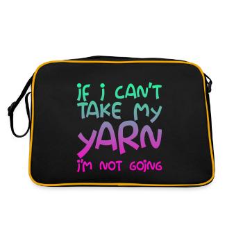 If I Can't Take My Yarn, I'm Not Going - Retro Tasche - Schwarz/Gold - Hinten