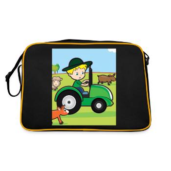 Tracteur vert anniversaire animaux de la ferme - Sac Retro - noir/or - Dos