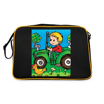Green Tractor Birthday Farm Animals - Retro Bag - black/gold - Back