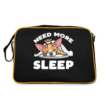 Chiweenie dog with cuddly toy sleeping slumber - Retro Bag - black/gold - Back