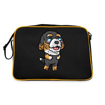 Bernedoodle Dog Laughing Emoticon Kawaii - Retro Bag - black/gold - Back
