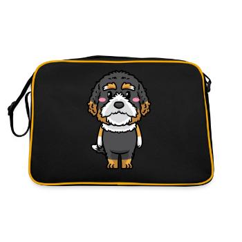 Bernedoodle Dog Laughing Emoticon Kawaii - Retro Bag - black/gold - Back