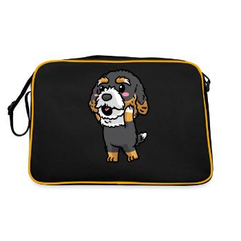Bernedoodle Dog Laughing Emoticon Kawaii - Retro Bag - black/gold - Back