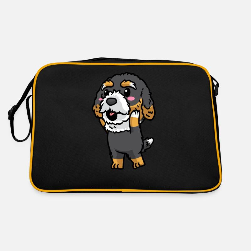 Bernedoodle Hund Lachend Emoticon Kawaii Retro Tasche