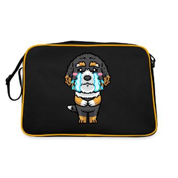 Bernedoodle Chien Riant Emoticon Kawaii - Sac Retro - noir/or - Dos