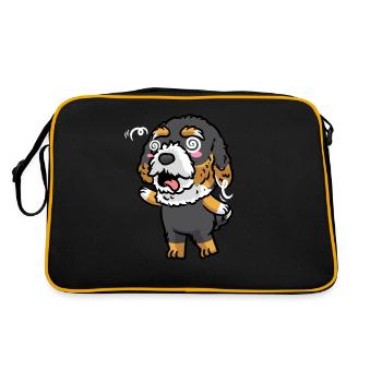 Bernedoodle Dog Laughing Emoticon Kawaii - Retro Bag - black/gold - Back