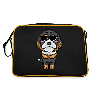 Bernedoodle Dog Laughing Emoticon Kawaii - Retro Bag - black/gold - Back