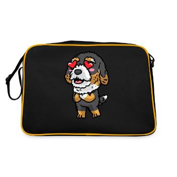 Bernedoodle Dog Laughing Emoticon Kawaii - Retro Bag - black/gold - Back