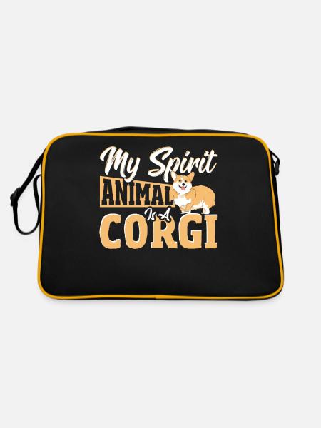 My Spirit Animal Is A Corgi Welsh Corgi Dog - Retro Bag - black/gold - Back