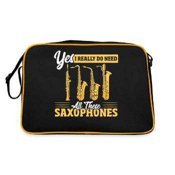 Saxophone Saxophones Jazz Player Marching Band Sym - Retro Tasche - Schwarz/Gold - Hinten