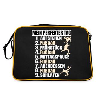 Fussballer Fussball Fan Fußballer Fußball - Retro Tasche - Schwarz/Gold - Hinten