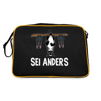 Lustige Katzen Sei Anders Be Different Schwarze - Retro Tasche - Schwarz/Gold - Hinten