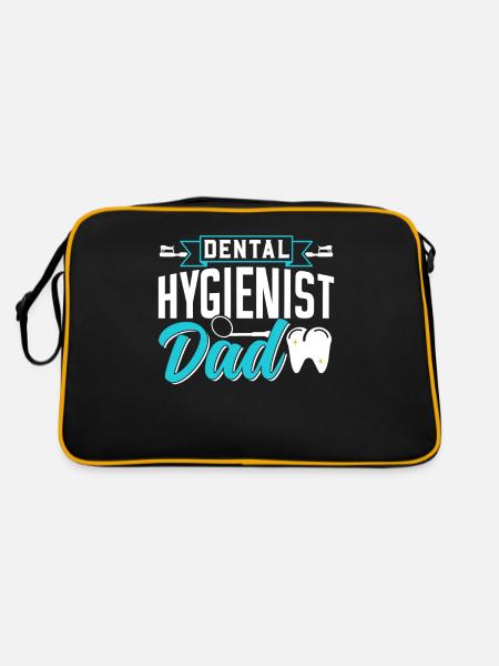 Dental Hygienist Papa Dental Hygiene Dentist Team - Retro Bag - black/gold - Back
