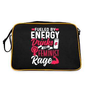 Alimenté par les boissons énergisantes et la colère féministe - Sac Retro - noir/or - Dos