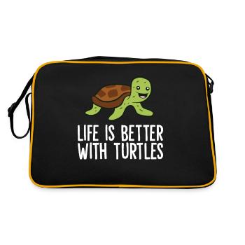Funny Turtle Owner Life Is Better With Turtles - Retro Bag - black/gold - Back