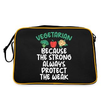 Vegetable Lover Vegetarian Gifts - Retro Bag - black/gold - Back