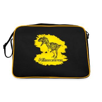 Allosaurus Dinosaurier - Retro Tasche - Schwarz/Gold - Hinten