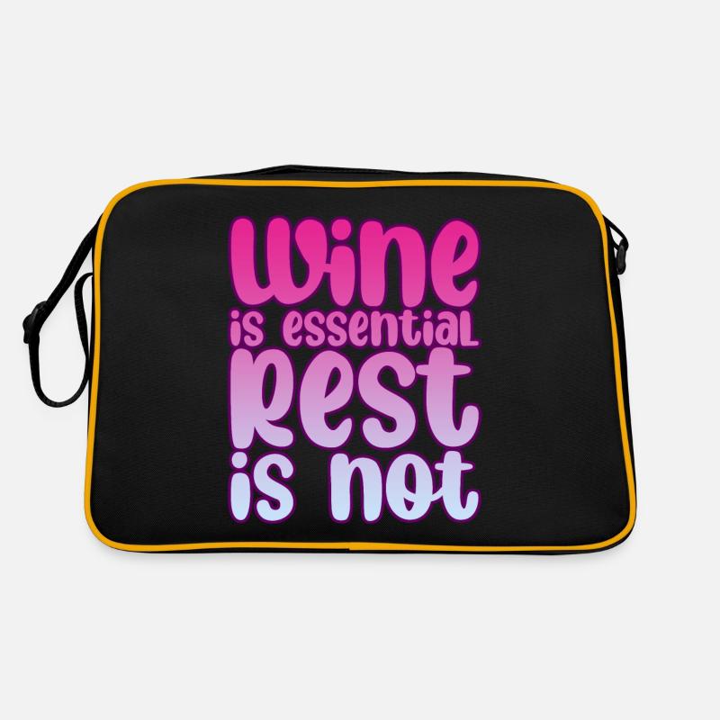 Wine Is Essential Rest Is Not 2 Retro Tasche