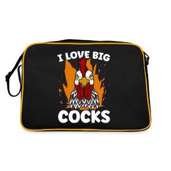 Cock I Love Big Cocks Chicken Lovers Cock Lover - Retro Tasche - Schwarz/Gold - Hinten