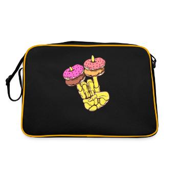 Skeletal hand with Donat - Retro Bag - black/gold - Back