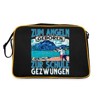 Zum Angeln Geboren Zur Schule Gezwungen Angeln - Retro Tasche - Schwarz/Gold - Hinten