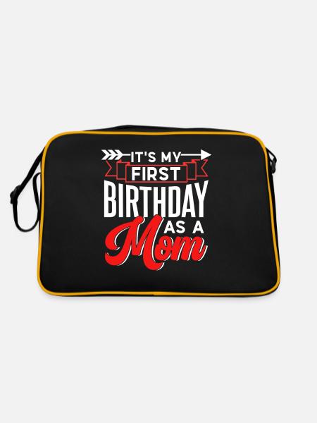 Es Ist Mein Erster Geburtstag Als Mutter Mama Mami - Retro Tasche - Schwarz/Gold - Hinten