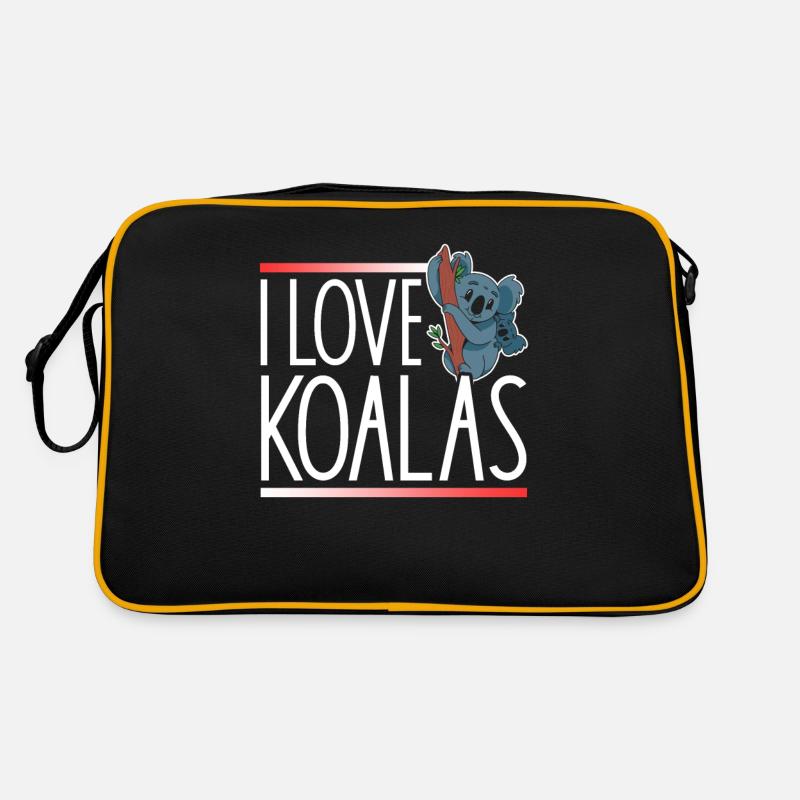 J’aime les koalas mignon Koala Koala Bear Animal - Sac Retro - noir/or