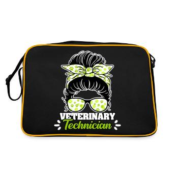Veterinary Technician Messy Bun - Retro Bag - black/gold - Back