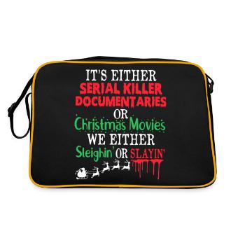 Either A Serial Killer Documentaries Or Christmas - Retro Bag - black/gold - Back