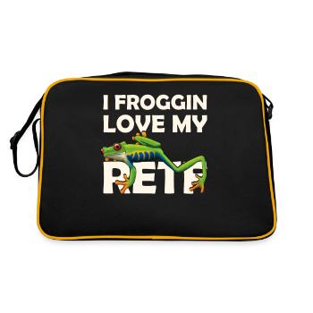 Ich Liebe Froggin Meinen Rotäugigen Baumfrosch - Retro Tasche - Schwarz/Gold - Hinten