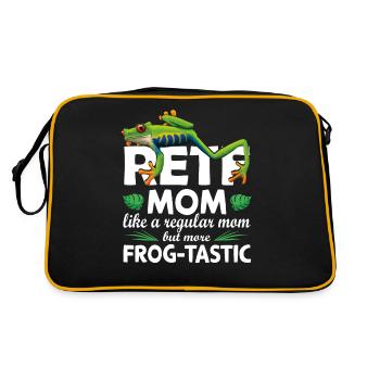 FrogTastic - Rotäugige Laubfroschmutter - Retro Tasche - Schwarz/Gold - Hinten