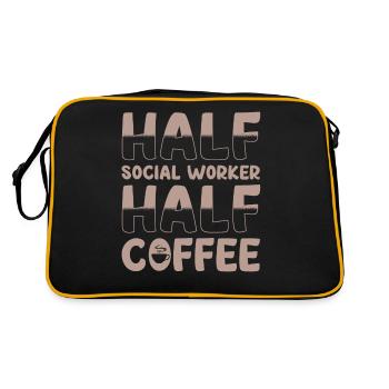 Halb Sozialarbeiter Halb Kaffee - Retro Tasche - Schwarz/Gold - Hinten