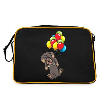 Chien teckel à poil dur sur ballons - Sac Retro - noir/or - Dos