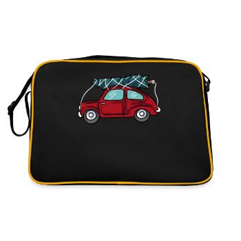 Weihnachtsbaum Rotes Auto - Retro Tasche - Schwarz/Gold - Hinten