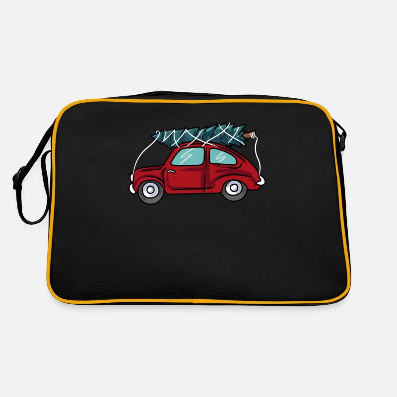 Weihnachtsbaum Rotes Auto Retro Tasche