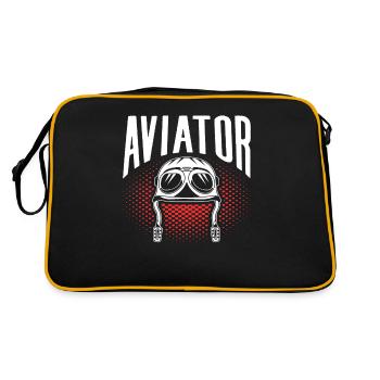 Flieger Jet Kleinflugzeug Pilot Leichtflugzeug - Retro Tasche - Schwarz/Gold - Hinten