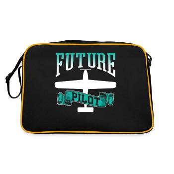 Future Pilot Leichtflugzeug Kleinflugzeug Jet - Retro Tasche - Schwarz/Gold - Hinten